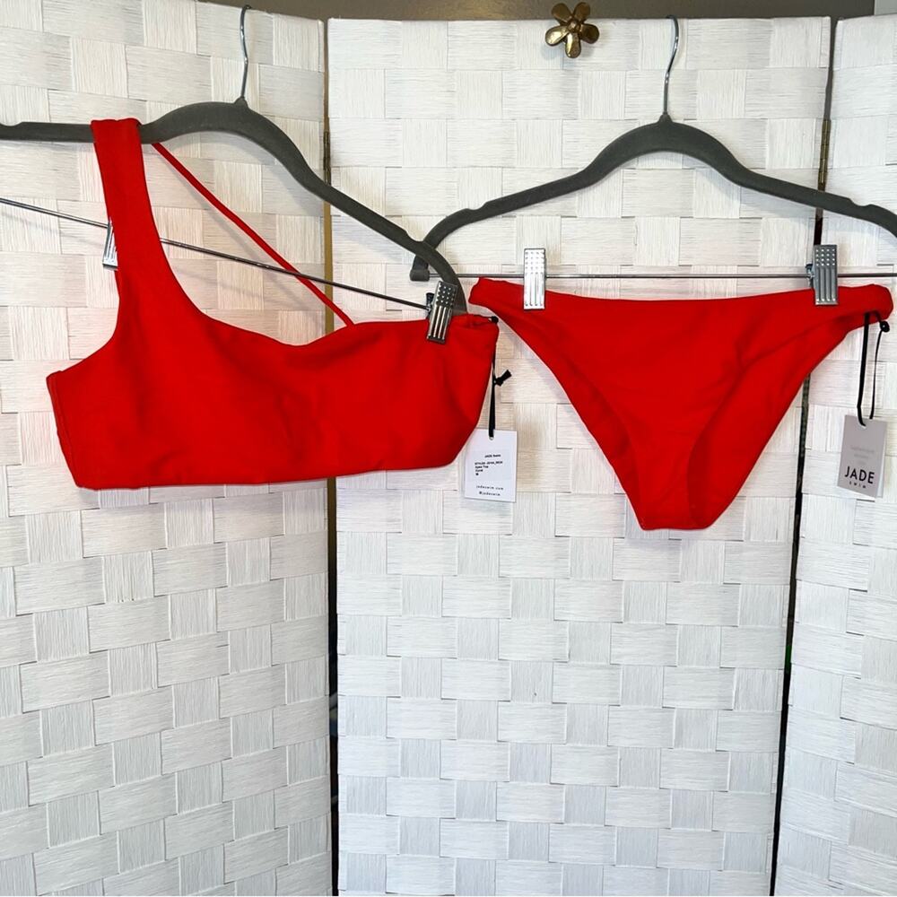 Jade Swim Bikini Set Coral Apex Top M Most Wanted Bottoms Size Small